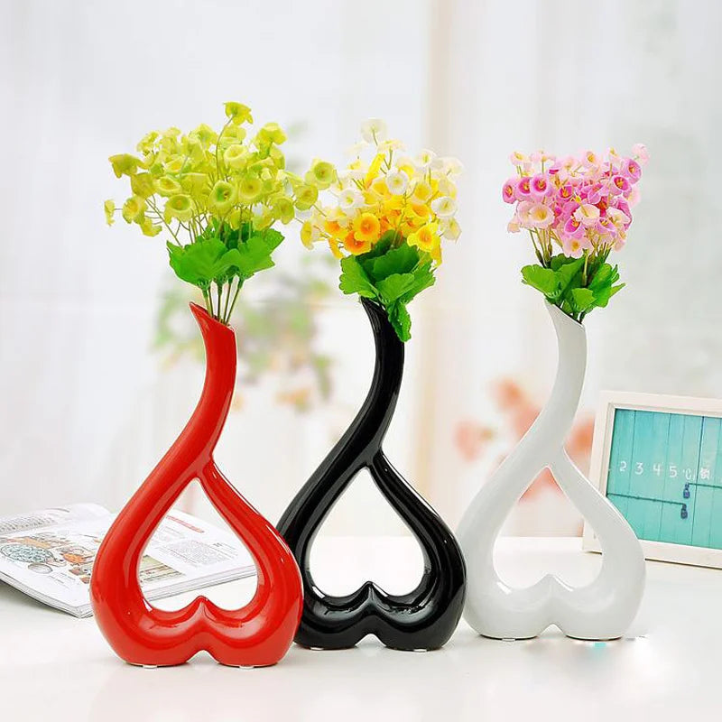 Heart Shape Flower Ceramic Vase