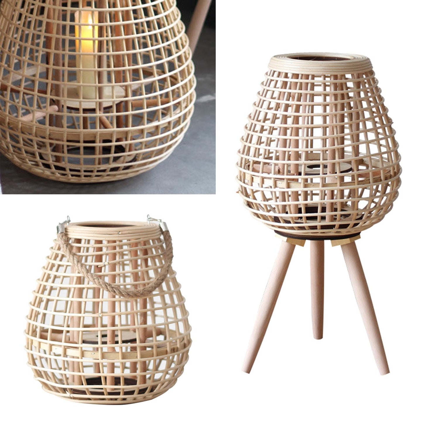 Rustic Bamboo Candle Holder Lantern