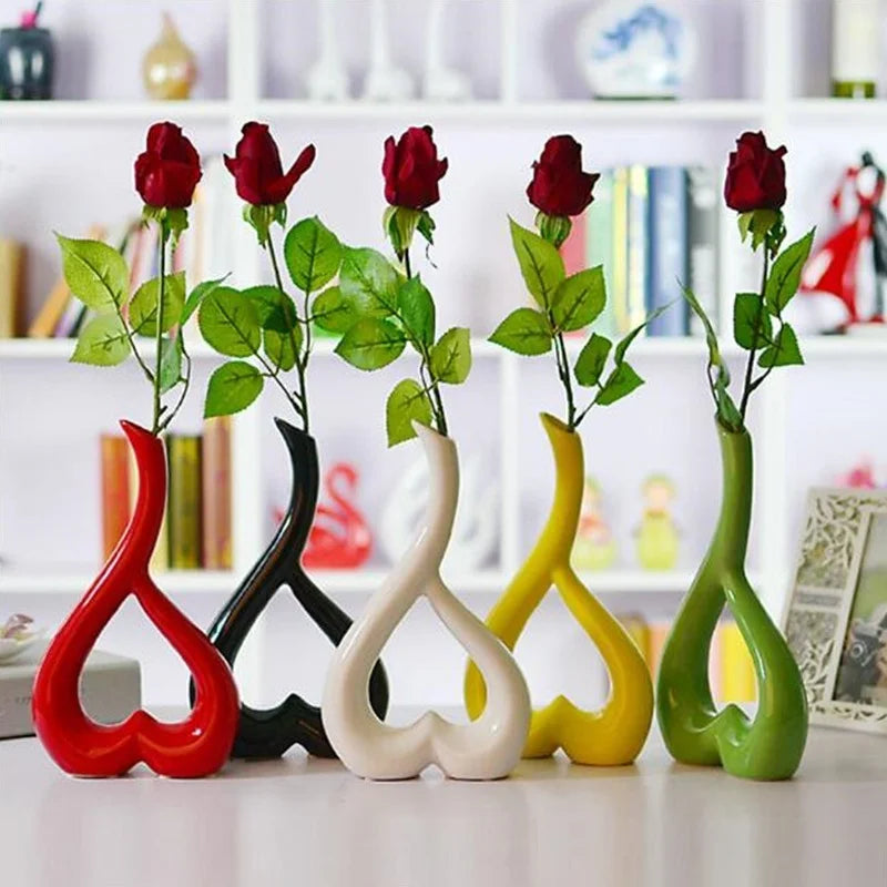 Heart Shape Flower Ceramic Vase