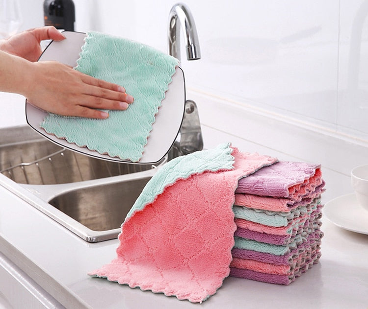 5Pcs Microfiber Absorbent Kitchen Towel