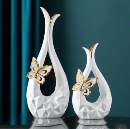 Modern Butterfly Ceramic Vase 2pc