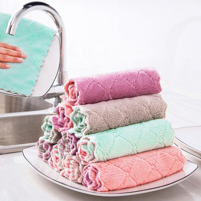 5Pcs Microfiber Absorbent Kitchen Towel