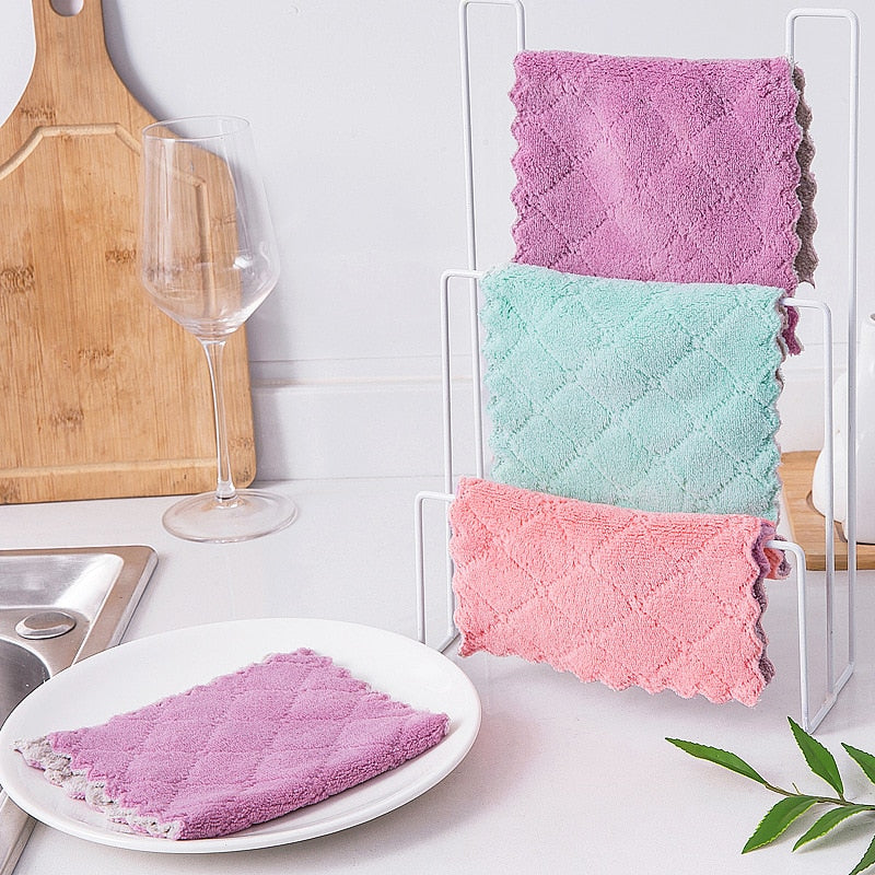 5Pcs Microfiber Absorbent Kitchen Towel