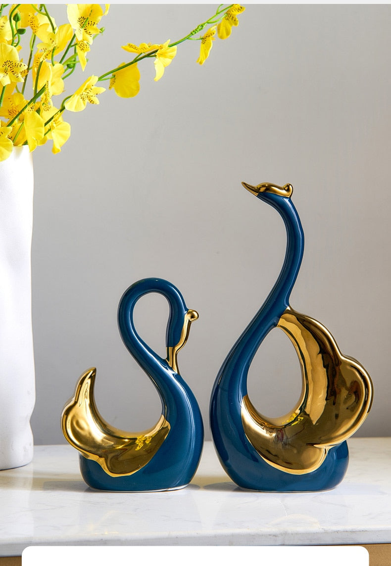 Nordic Ceramic Swan Couple