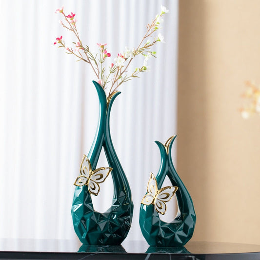 Modern Butterfly Ceramic Vase 2pc