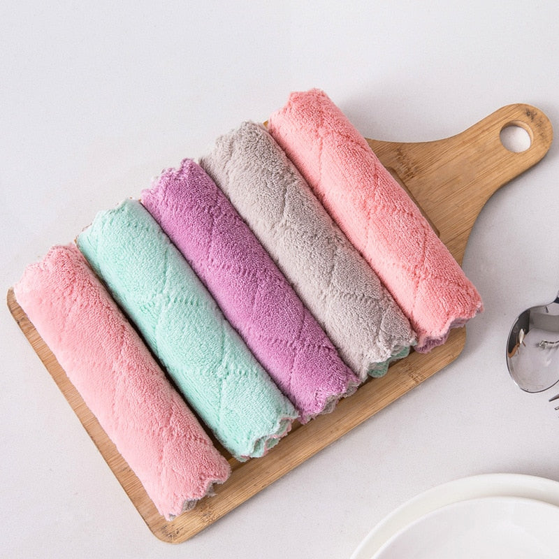 5Pcs Microfiber Absorbent Kitchen Towel