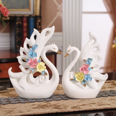 Ceramic Swan Fugurines