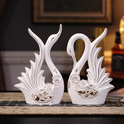 Ceramic Swan Fugurines