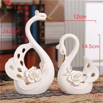 Ceramic Swan Fugurines