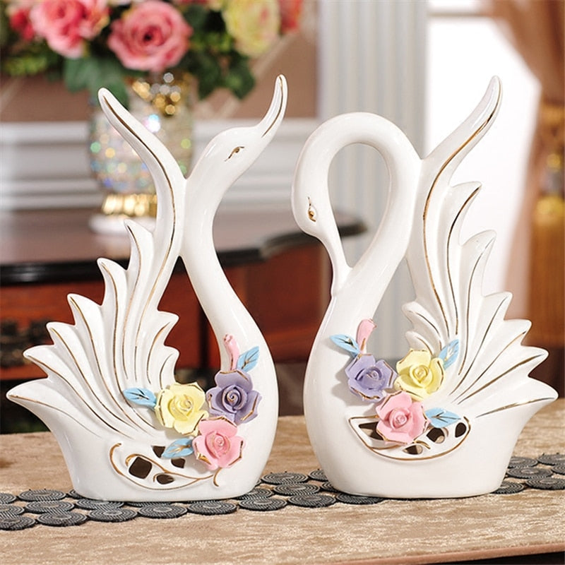 Ceramic Swan Fugurines