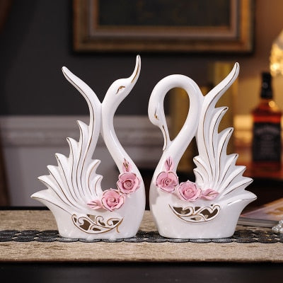 Ceramic Swan Fugurines