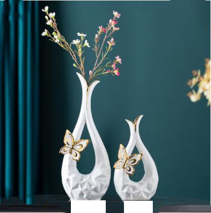 Modern Butterfly Ceramic Vase 2pc