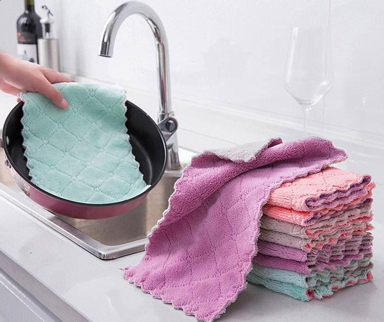 5Pcs Microfiber Absorbent Kitchen Towel