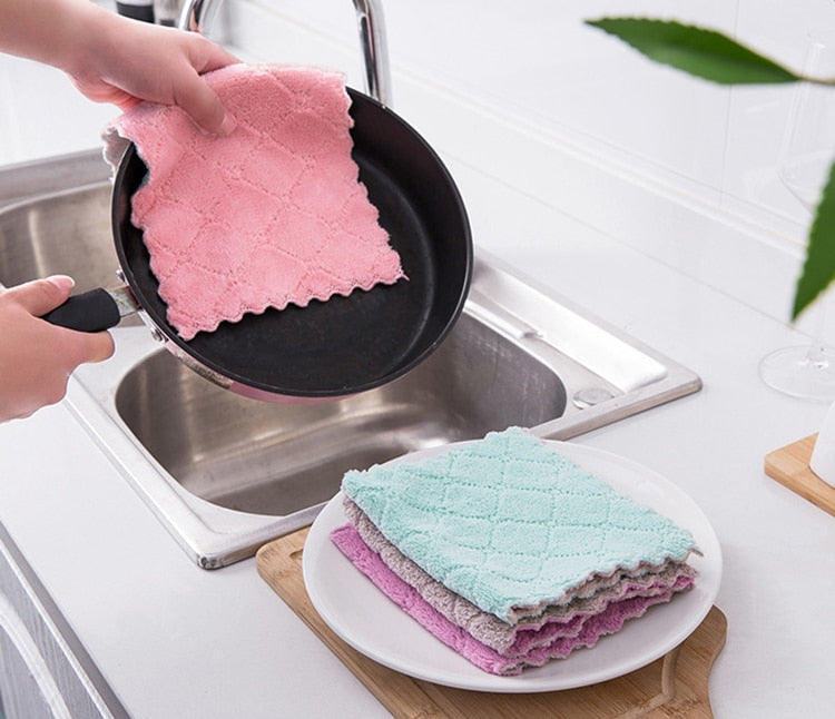 5Pcs Microfiber Absorbent Kitchen Towel