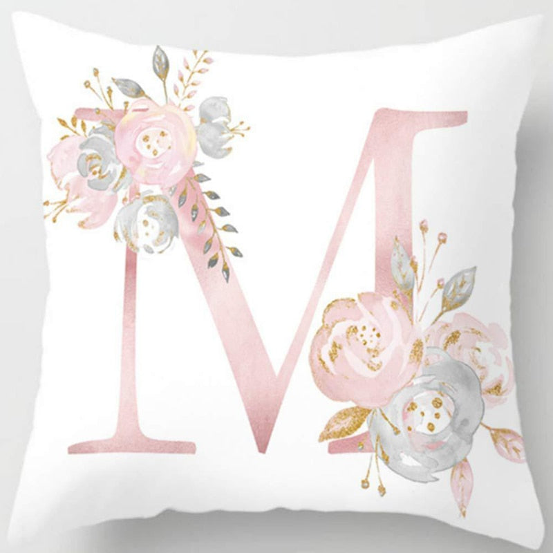 Melanie Pink Letter Cushion Cover