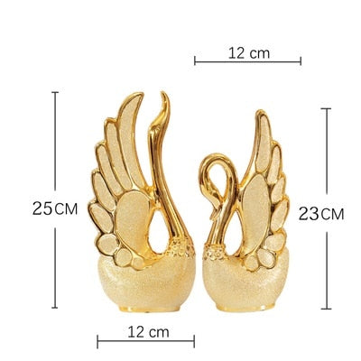 2PCS/SET Gold Swan Lovers