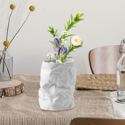 Nordic Crumpled Ceramic Vase