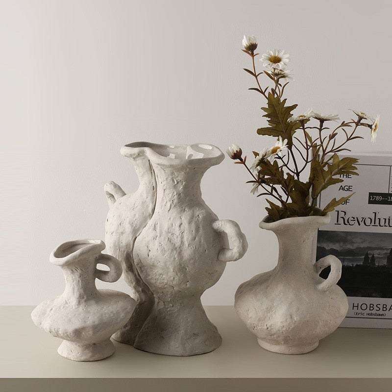 Scandinavian Ceramic White Vases