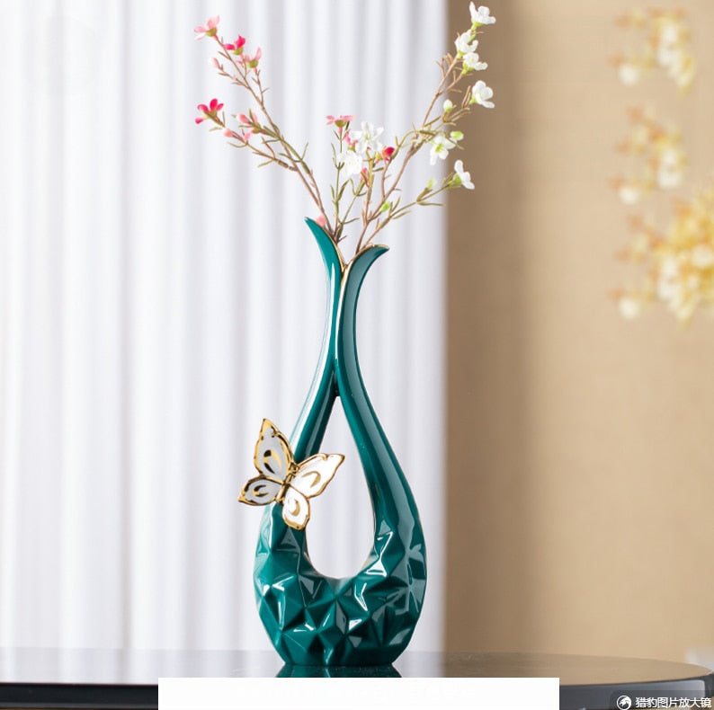 Modern Butterfly Ceramic Vase 2pc