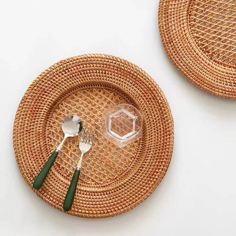 Rattan 33cm Charger Plates