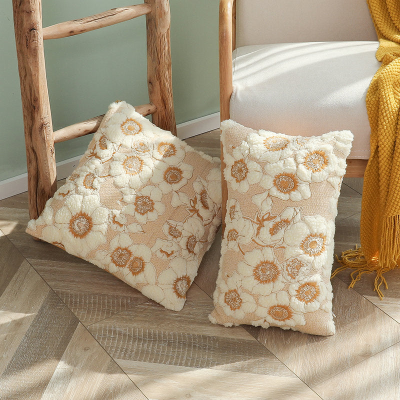 Plush Sunflower Cushion Cover 3D