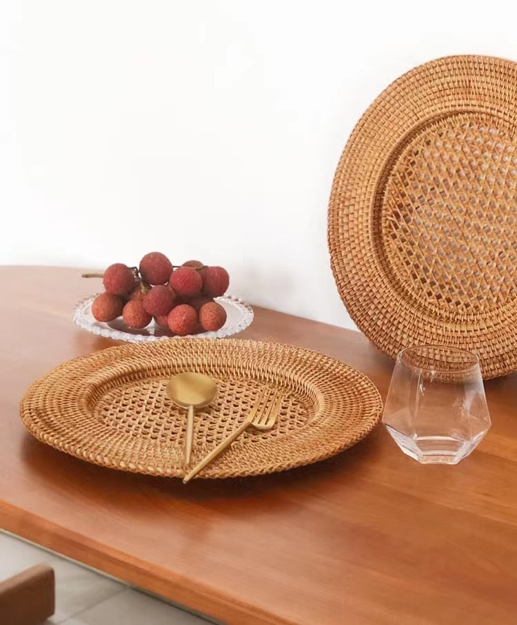 Rattan 33cm Charger Plates