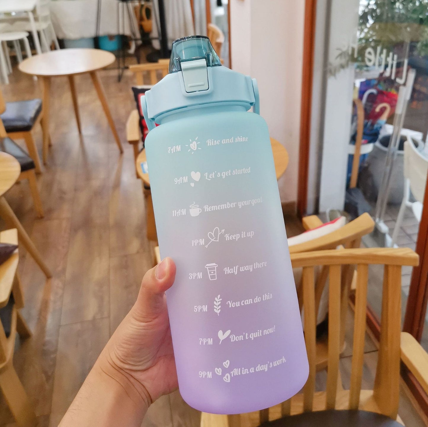 2 Liter Motivation Water Bottle With Straw