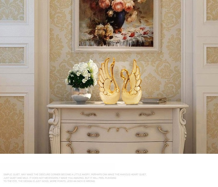 2PCS/SET Gold Swan Lovers