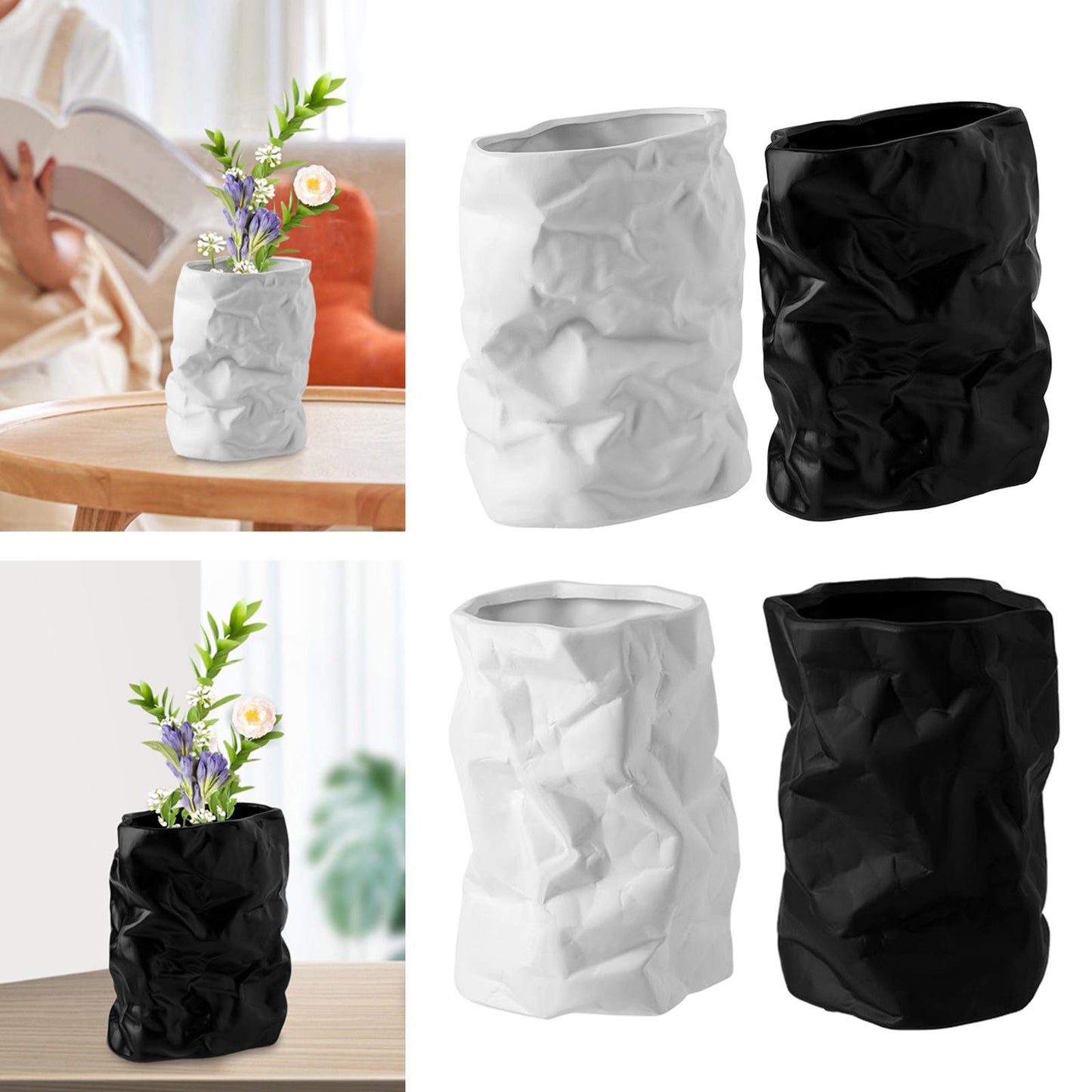 Nordic Crumpled Ceramic Vase