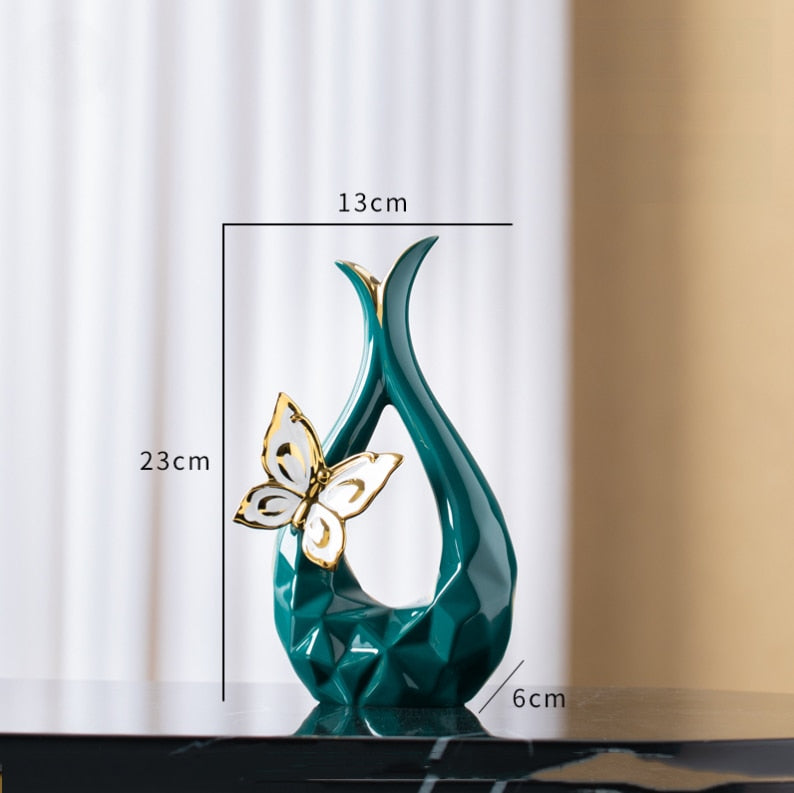 Modern Butterfly Ceramic Vase 2pc