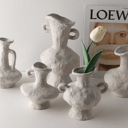 Scandinavian Ceramic White Vases