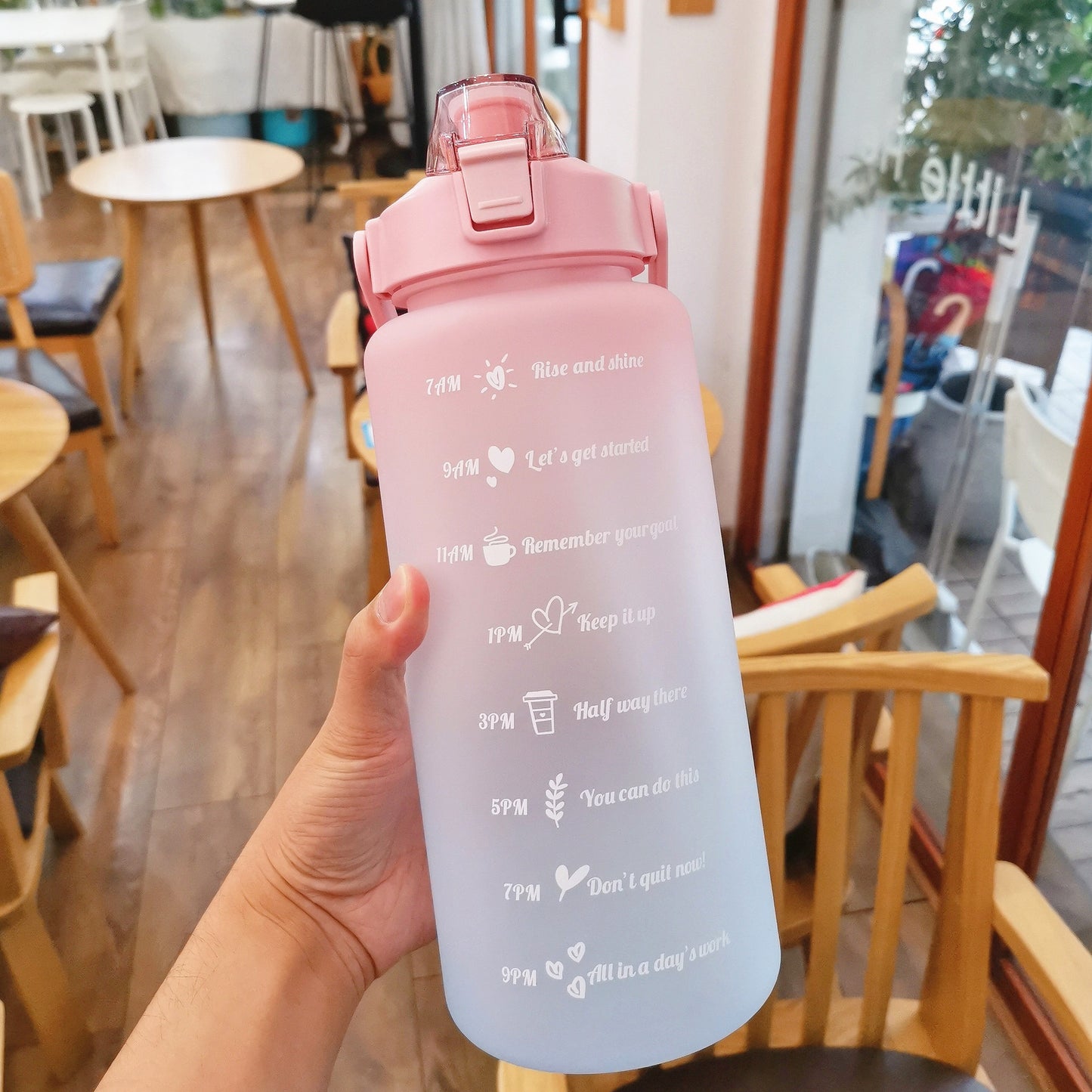 2 Liter Motivation Water Bottle With Straw