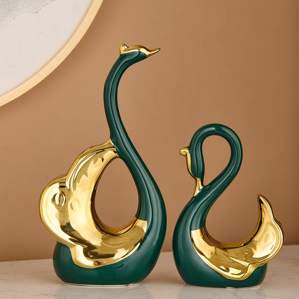 Nordic Ceramic Swan Couple