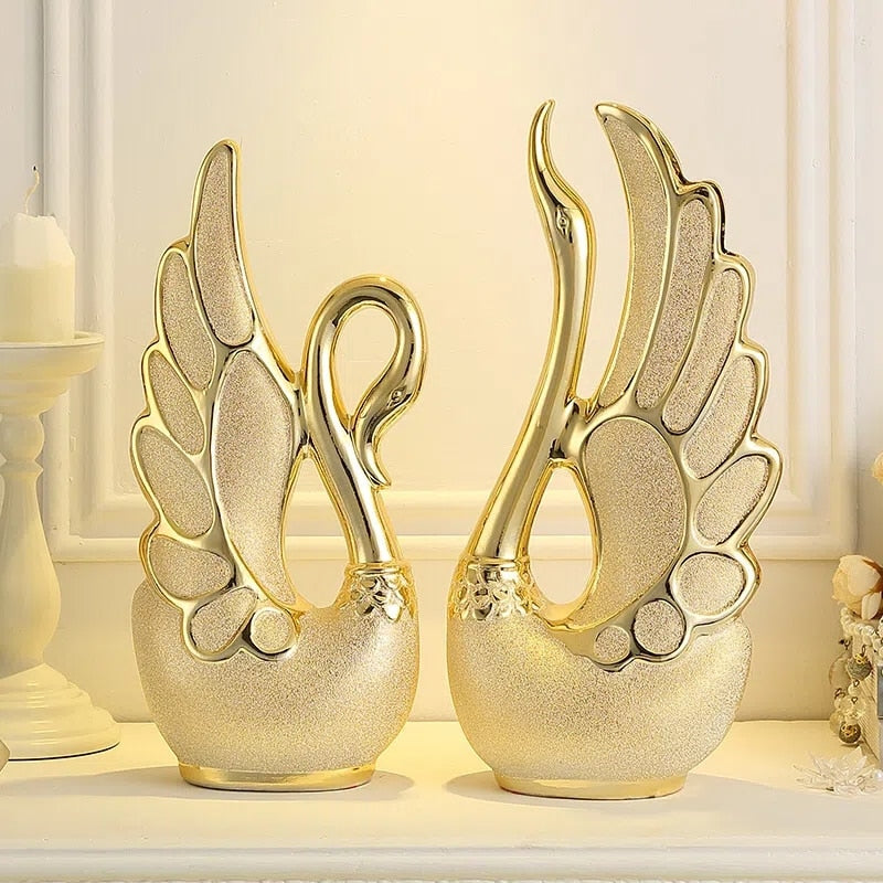 2PCS/SET Gold Swan Lovers