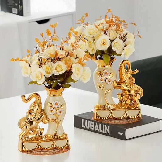 Golden Elephant Vases