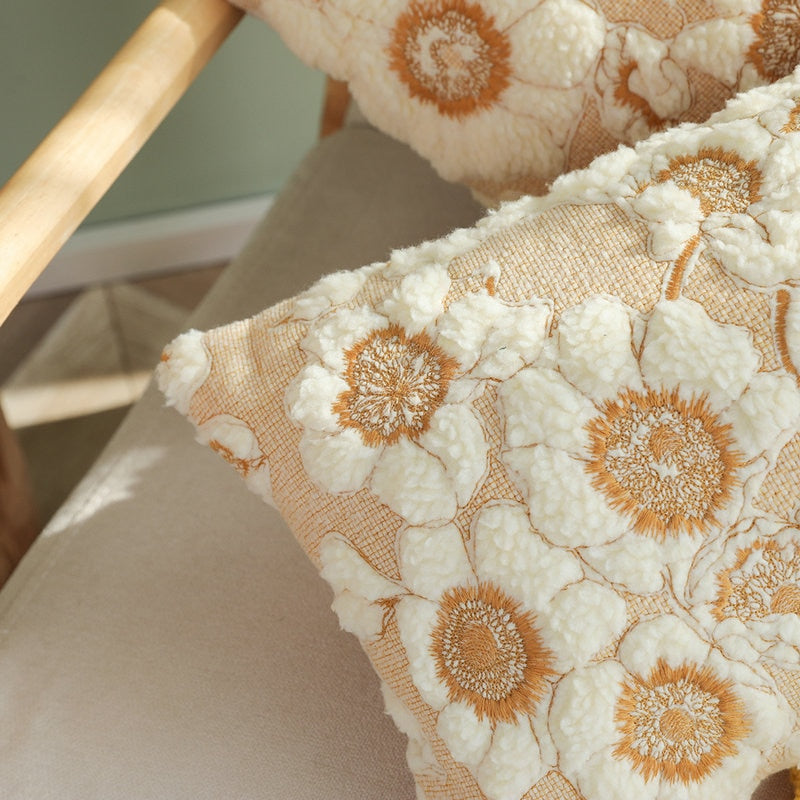 Plush Sunflower Cushion Cover 3D