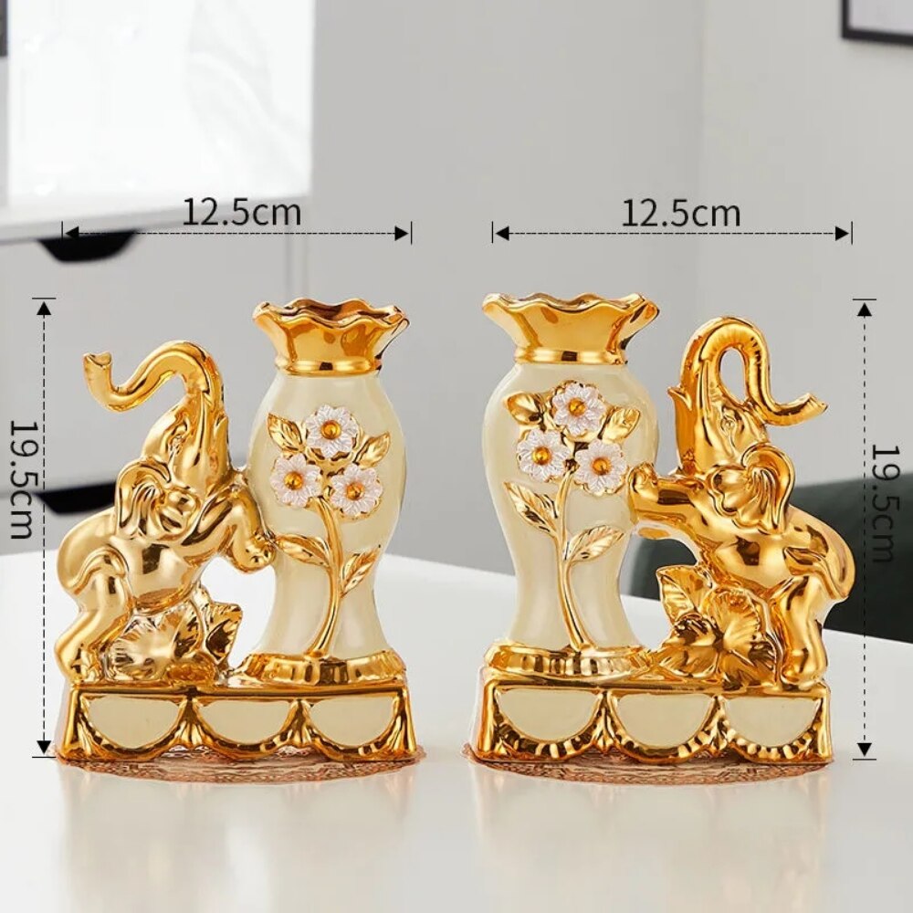 Golden Elephant Vases