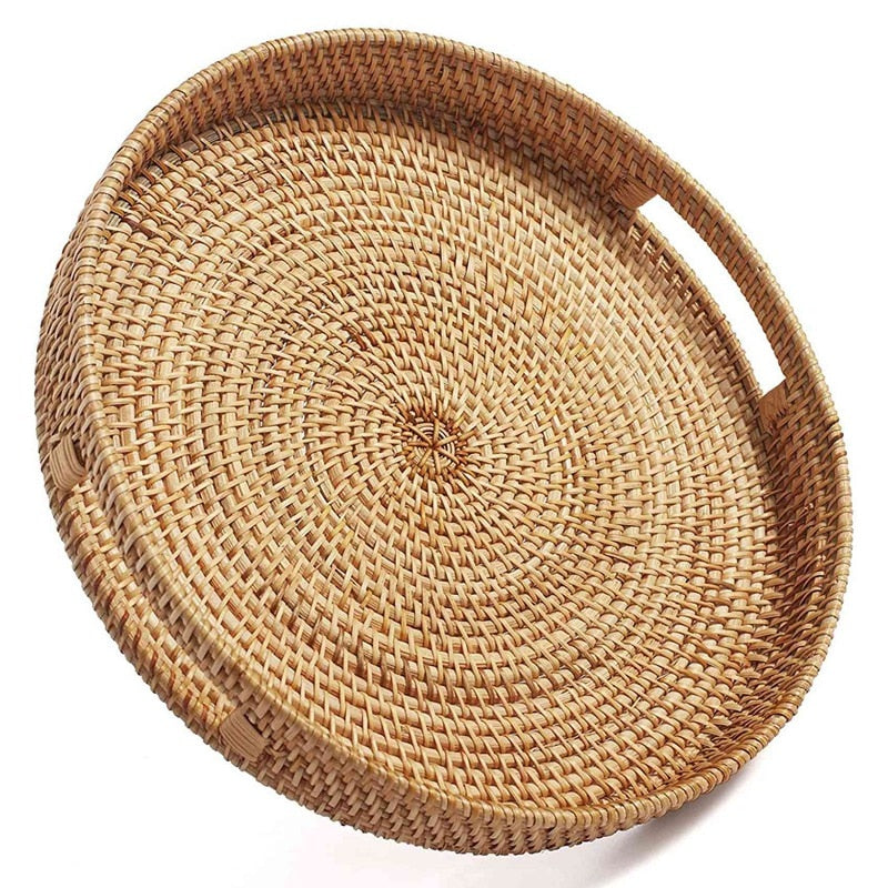 Round Rattan Serving Tray