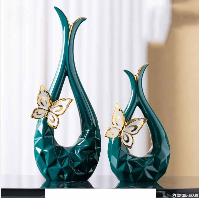 Modern Butterfly Ceramic Vase 2pc