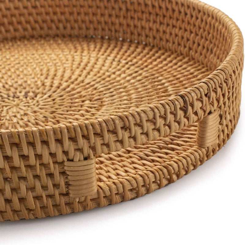 Round Rattan Serving Tray