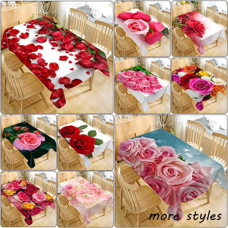 Rose Flower Rectangular Tablecloths