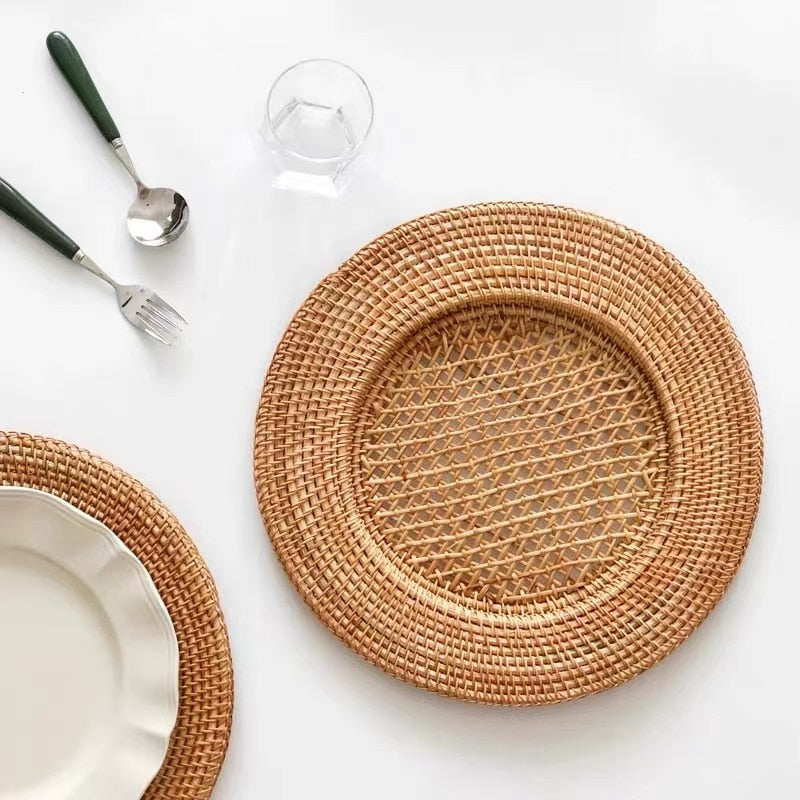 Rattan 33cm Charger Plates