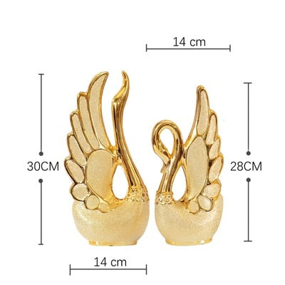 2PCS/SET Gold Swan Lovers