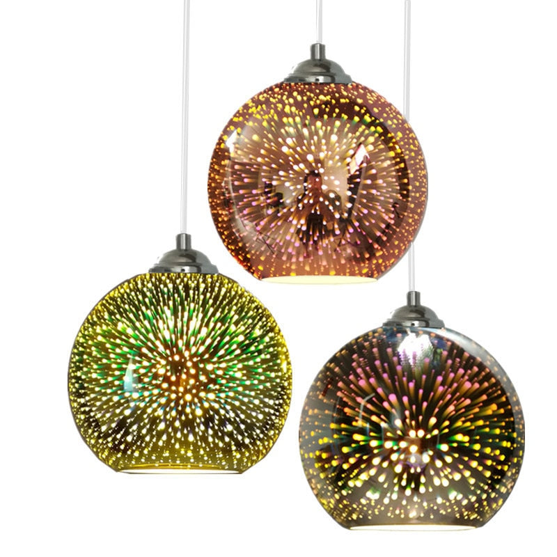 Fireworks 3D Stained Glass Pendant