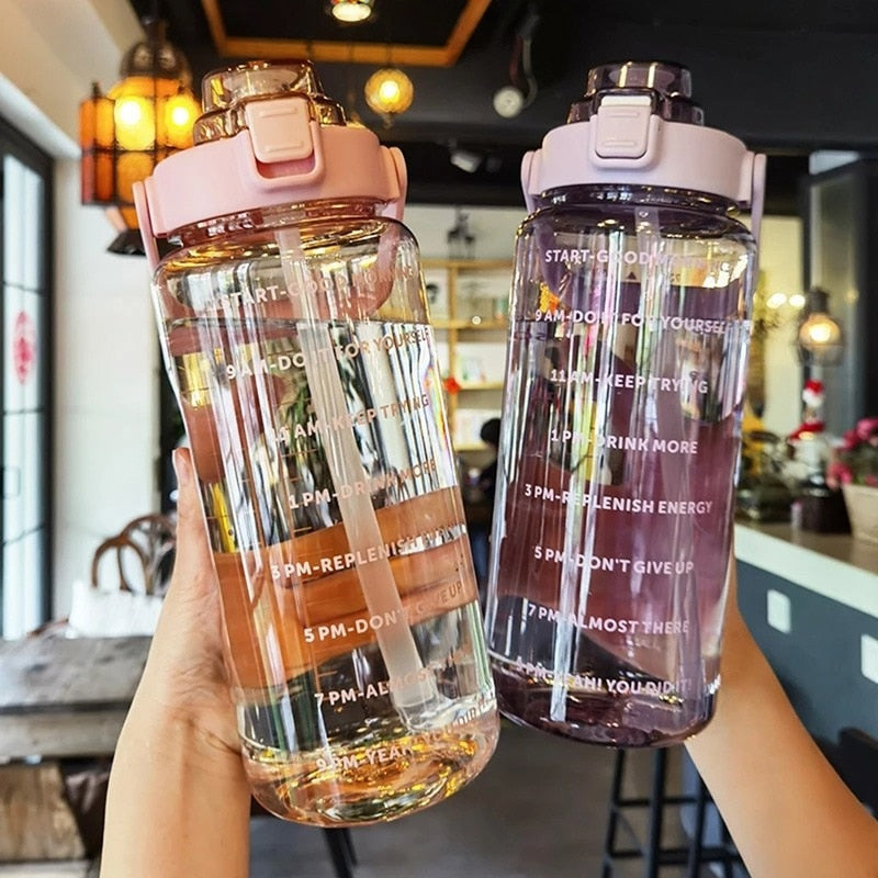 2 Liter Motivation Water Bottle With Straw