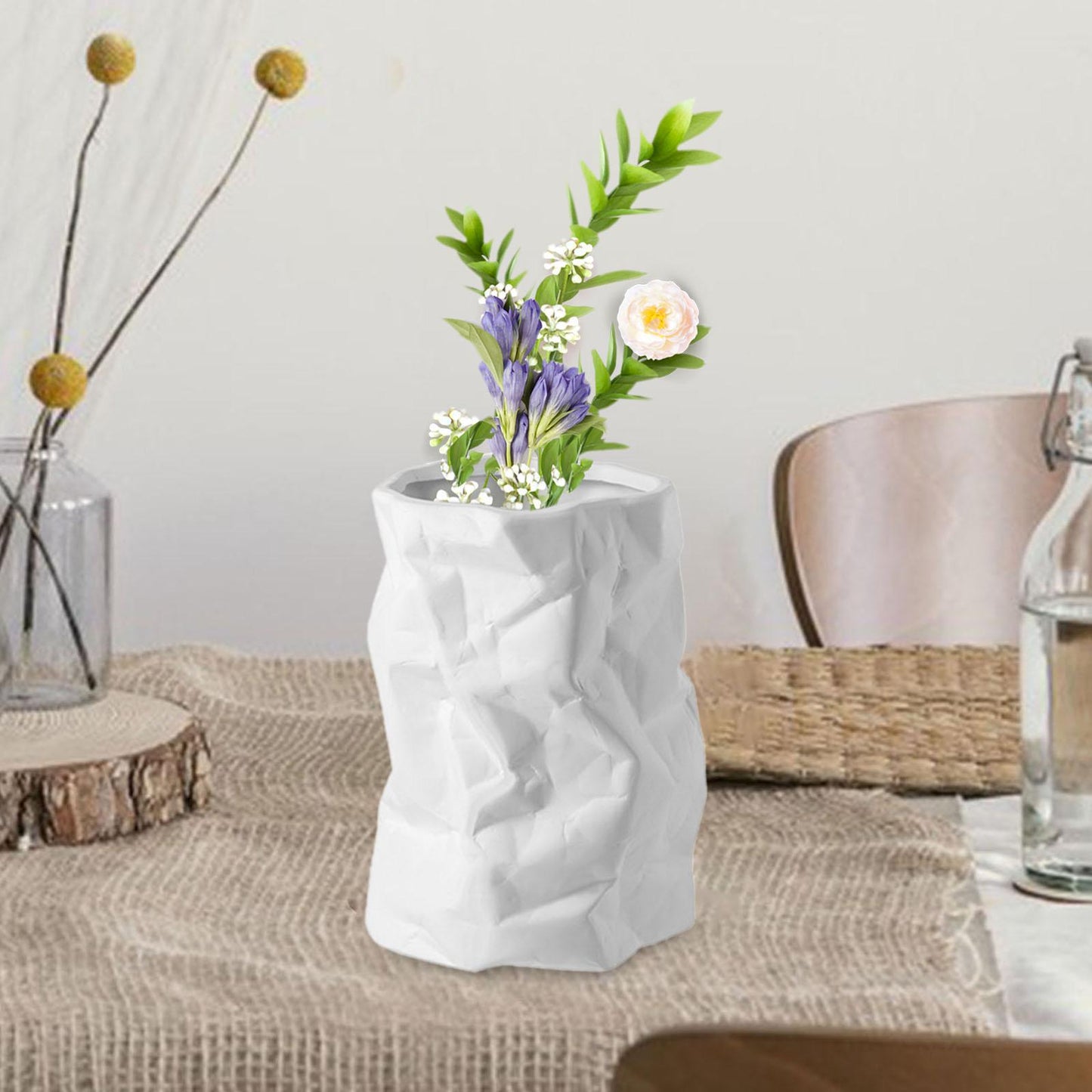 Nordic Crumpled Ceramic Vase