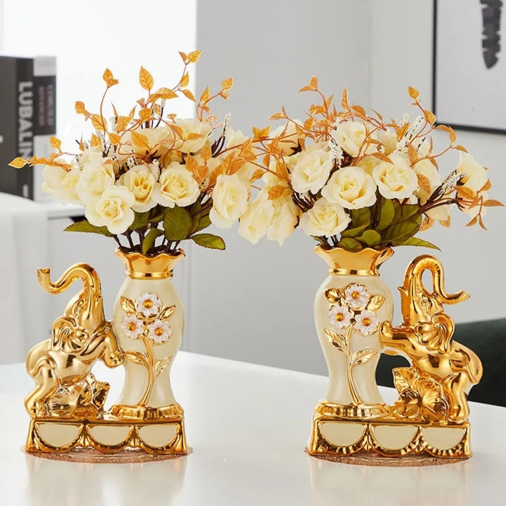 Golden Elephant Vases