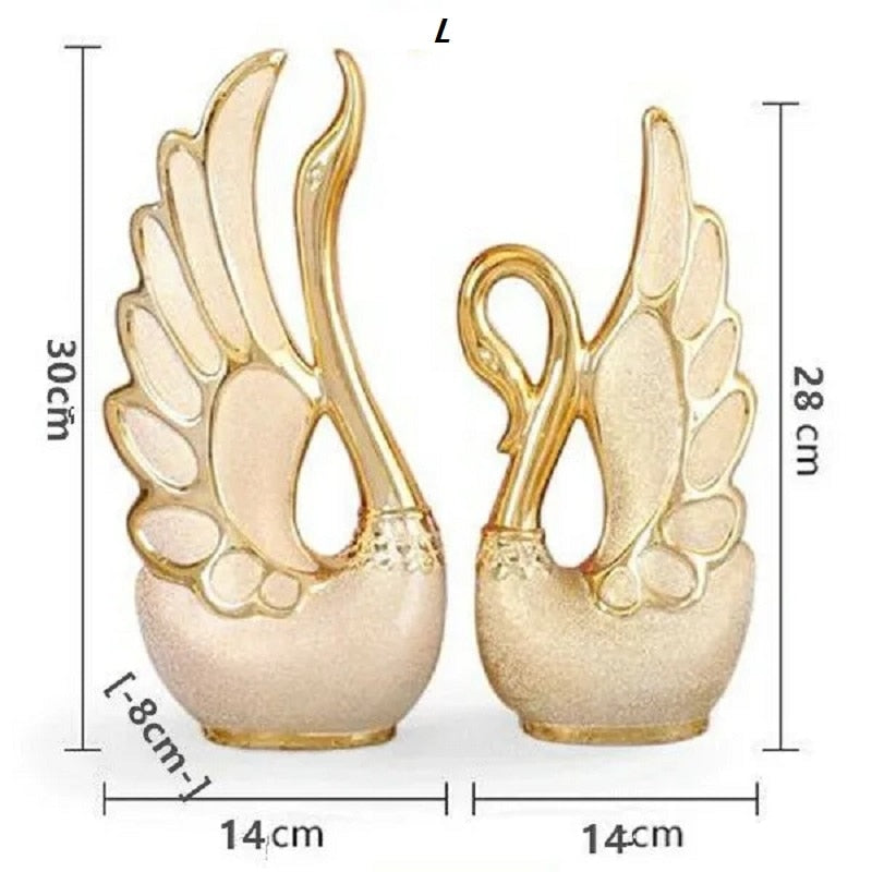 2PCS/SET Gold Swan Lovers