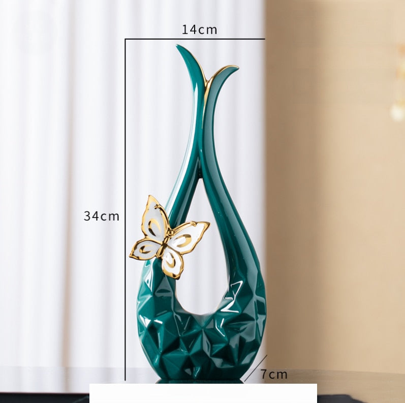 Modern Butterfly Ceramic Vase 2pc