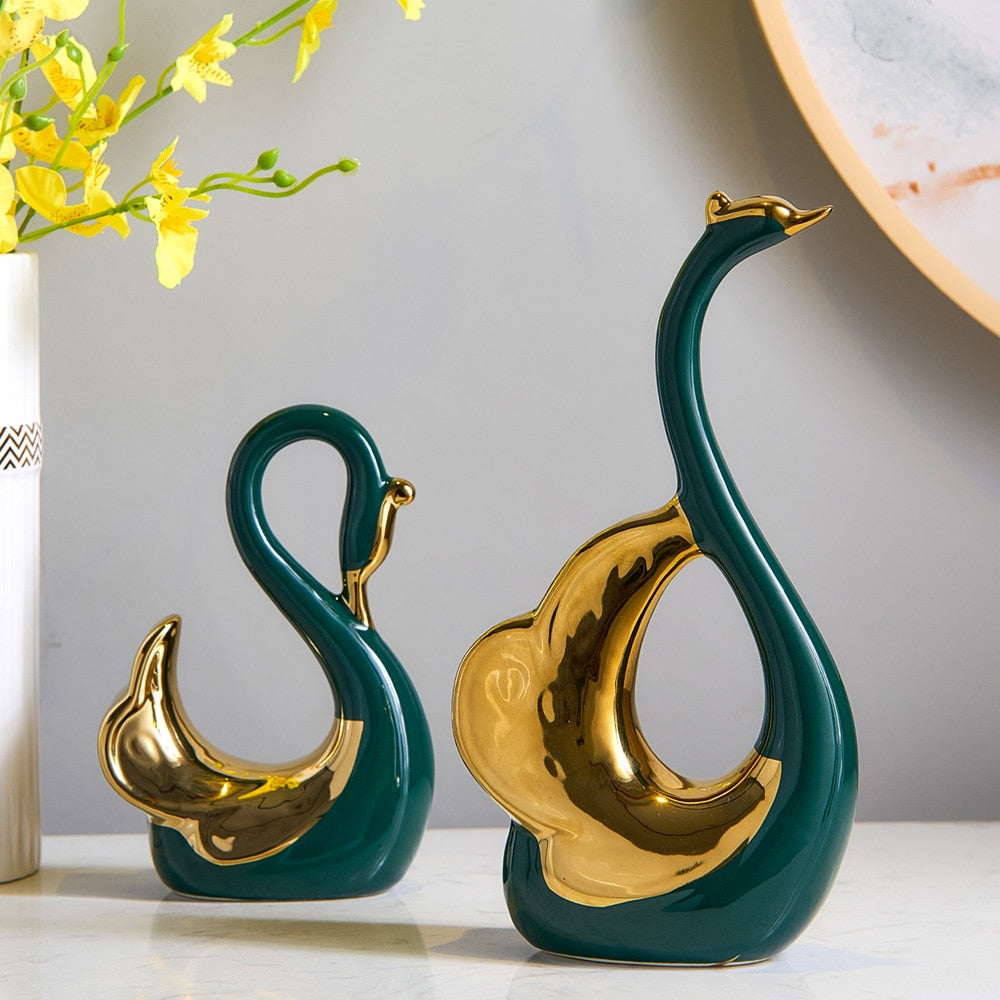 Nordic Ceramic Swan Couple